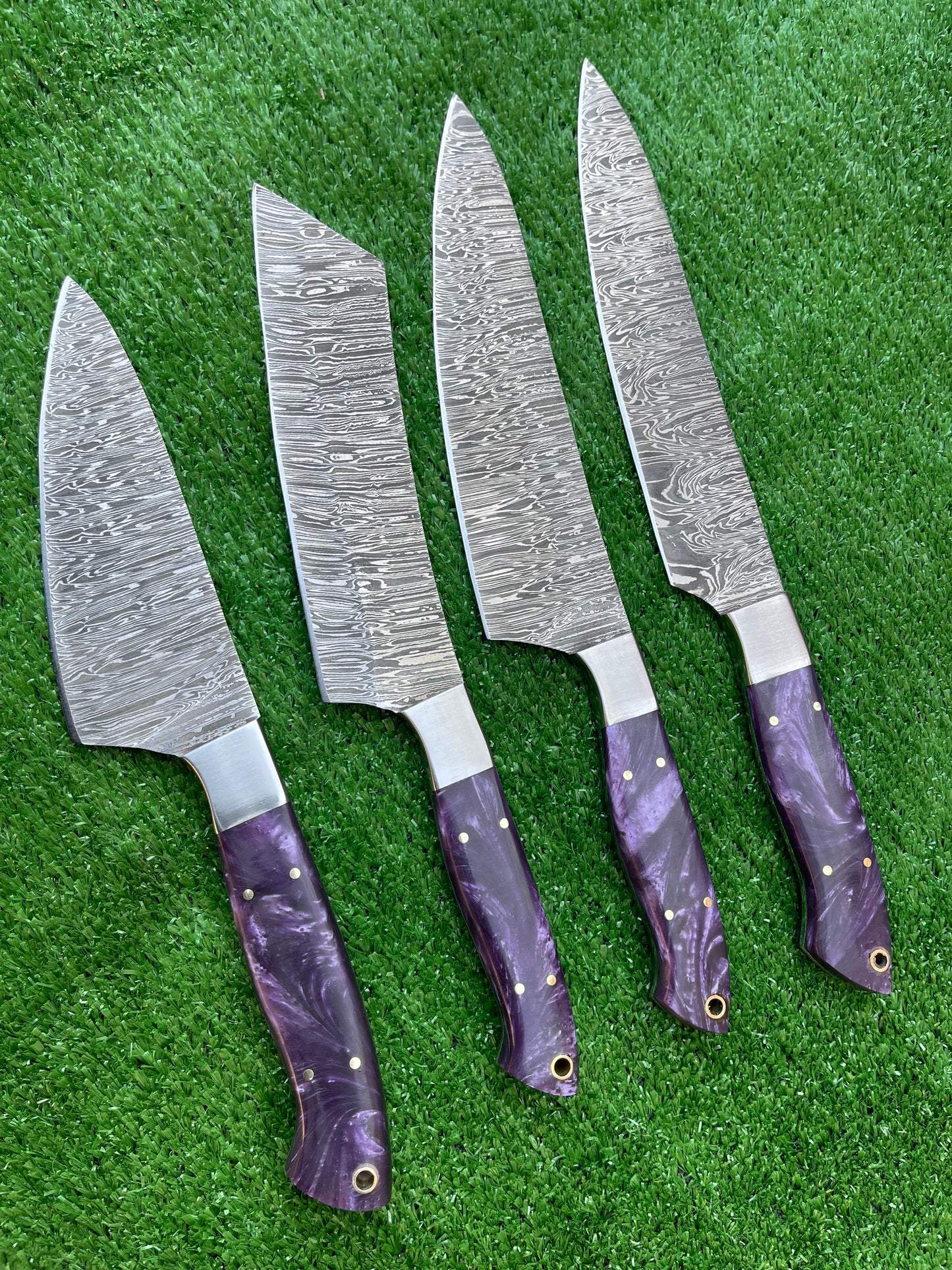 Custom Handmade Damascuse Steel Kitchen Knives Set