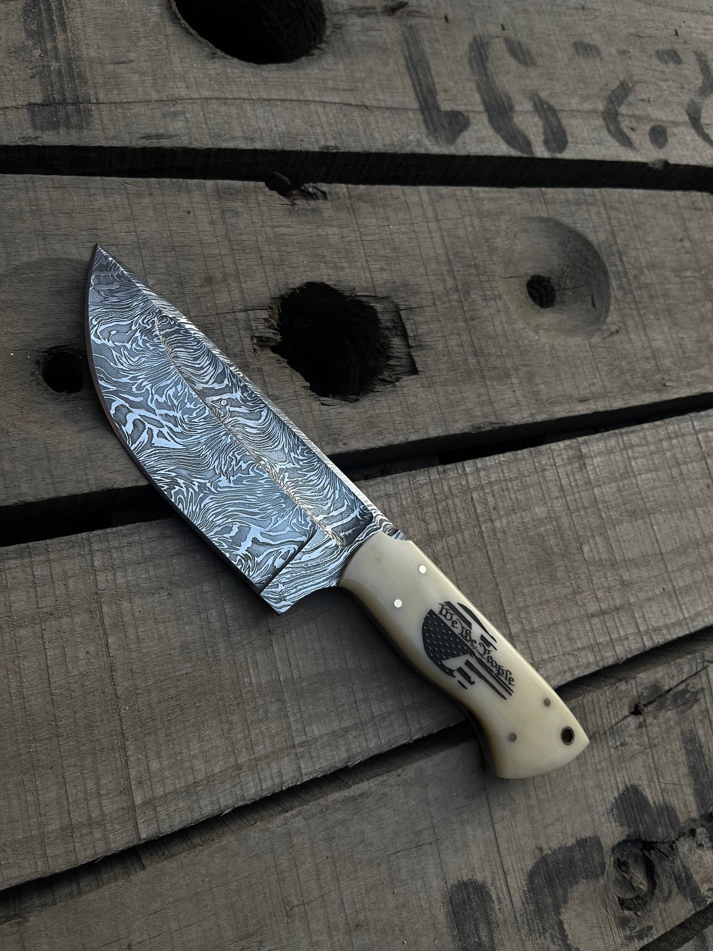 Damascus Handmade Skinner knife With Leather Sheath