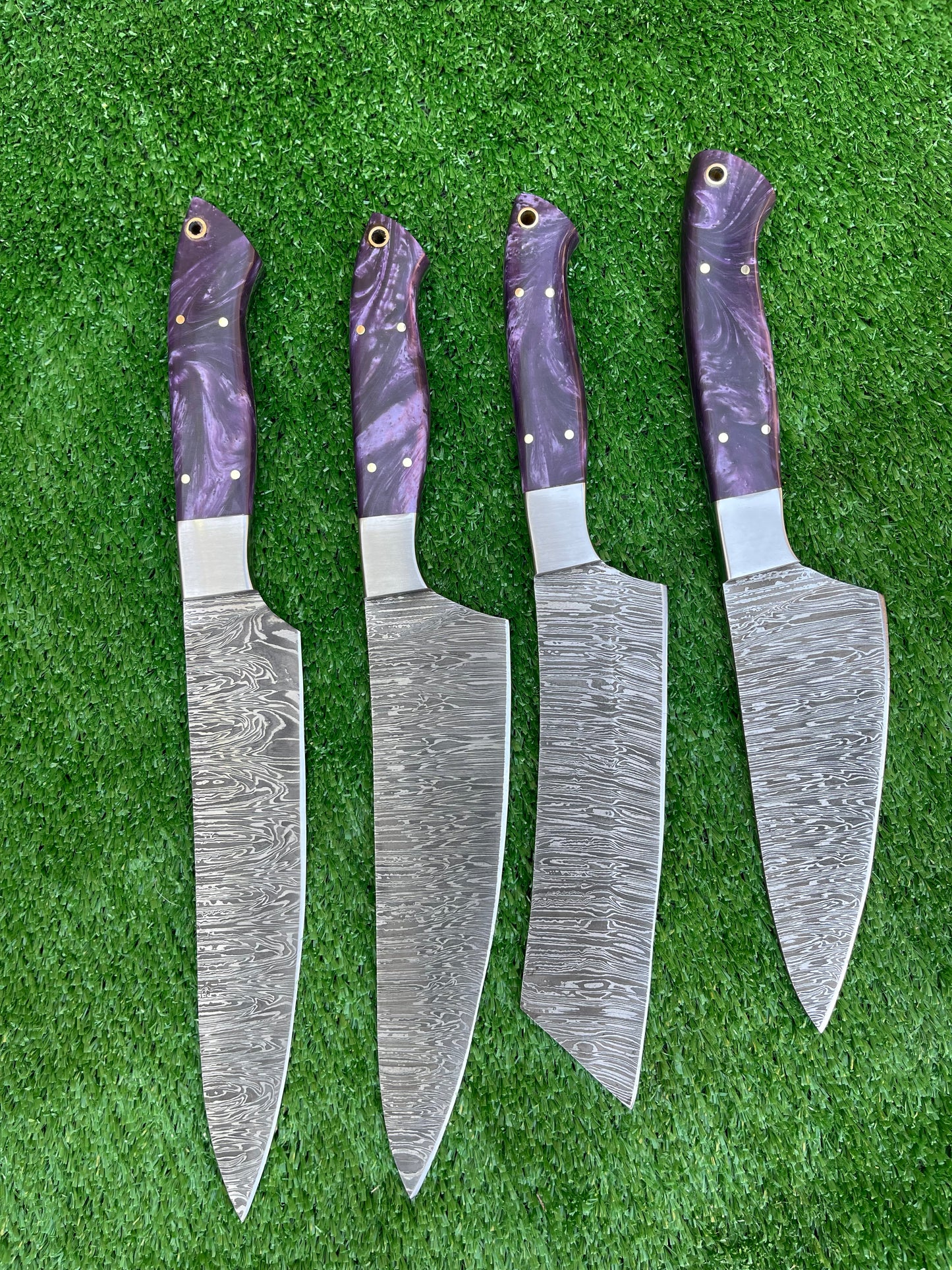 Custom Handmade Damascuse Steel Kitchen Knives Set