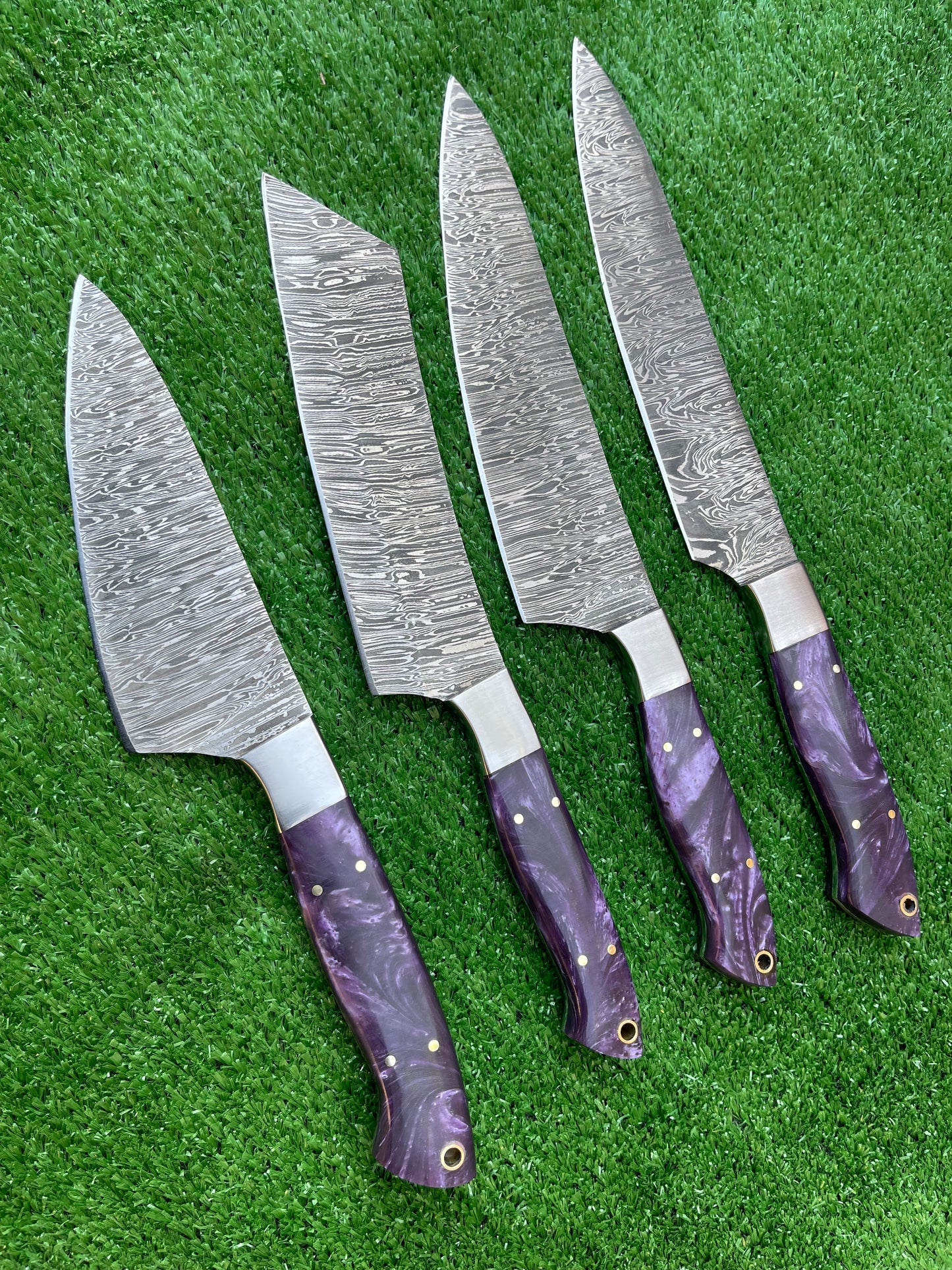 Custom Handmade Damascuse Steel Kitchen Knives Set