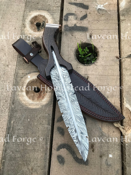 Damascus Steel  Handmade Feather Knife