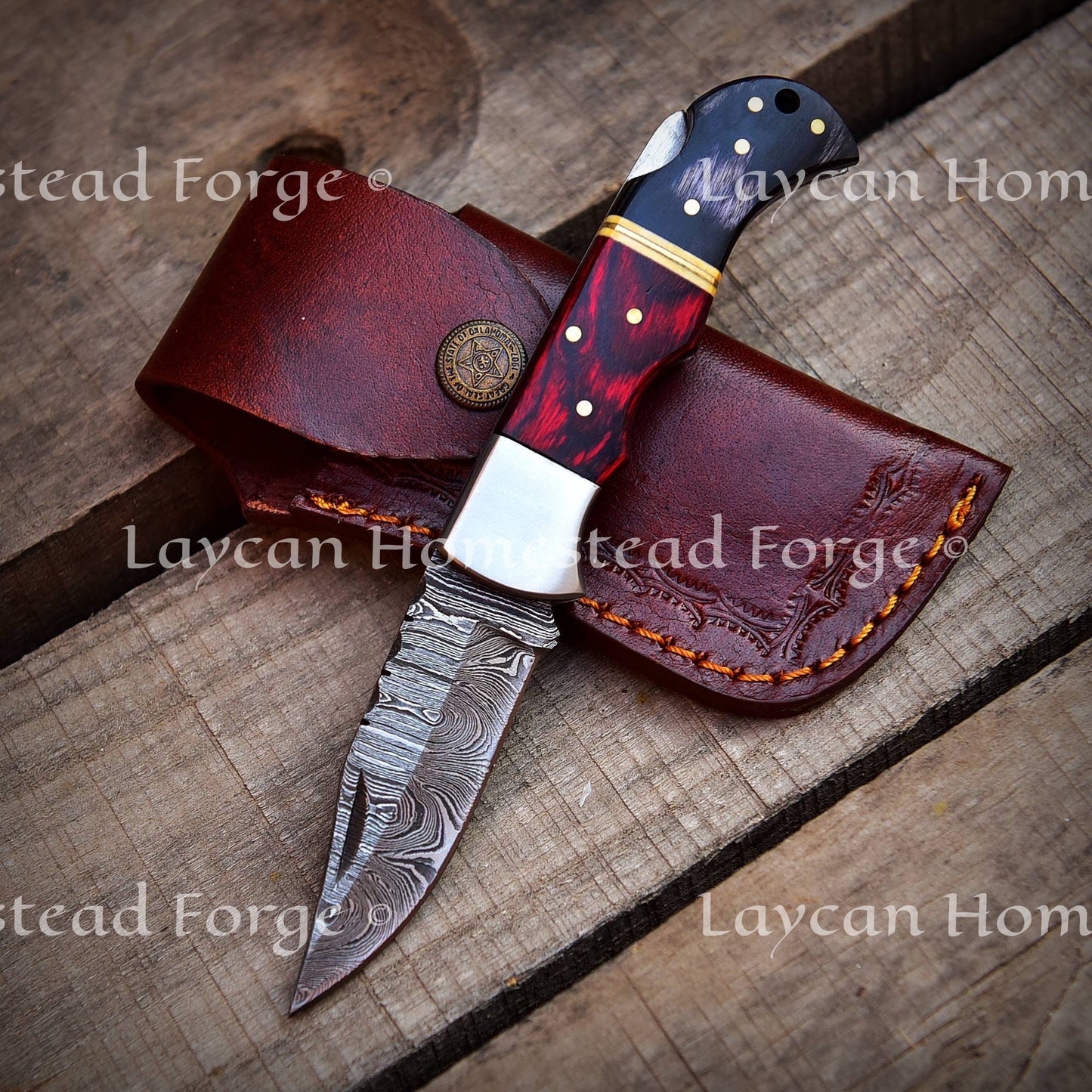 Damascus Pocket Folding Knife