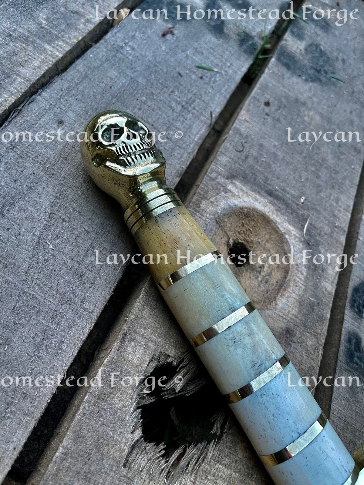 Damascus Handmade Skull Head Pommel Sword With Scabbard