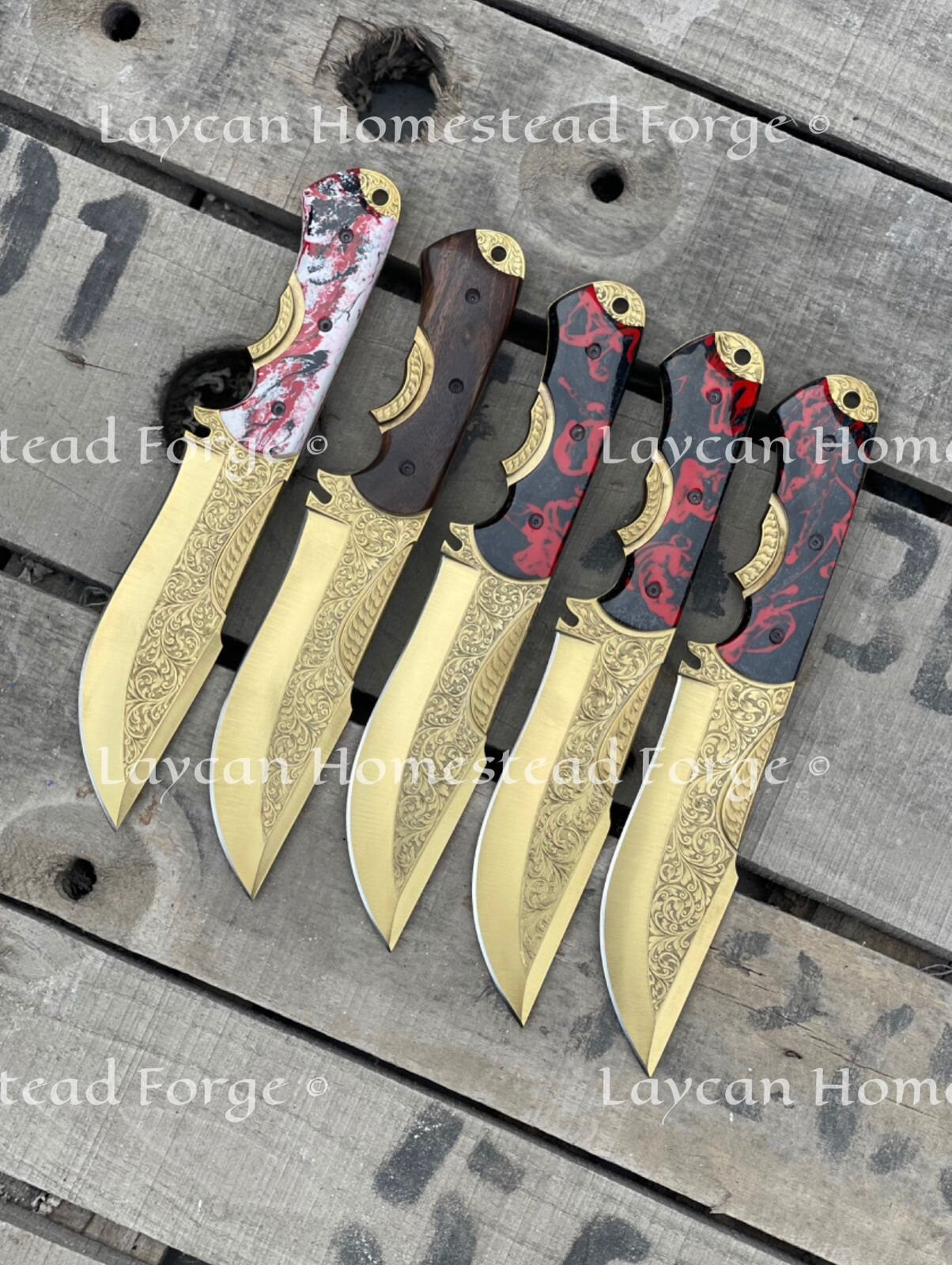 D2 Steel Handmade Hand Engraved Knife With Anodized Color