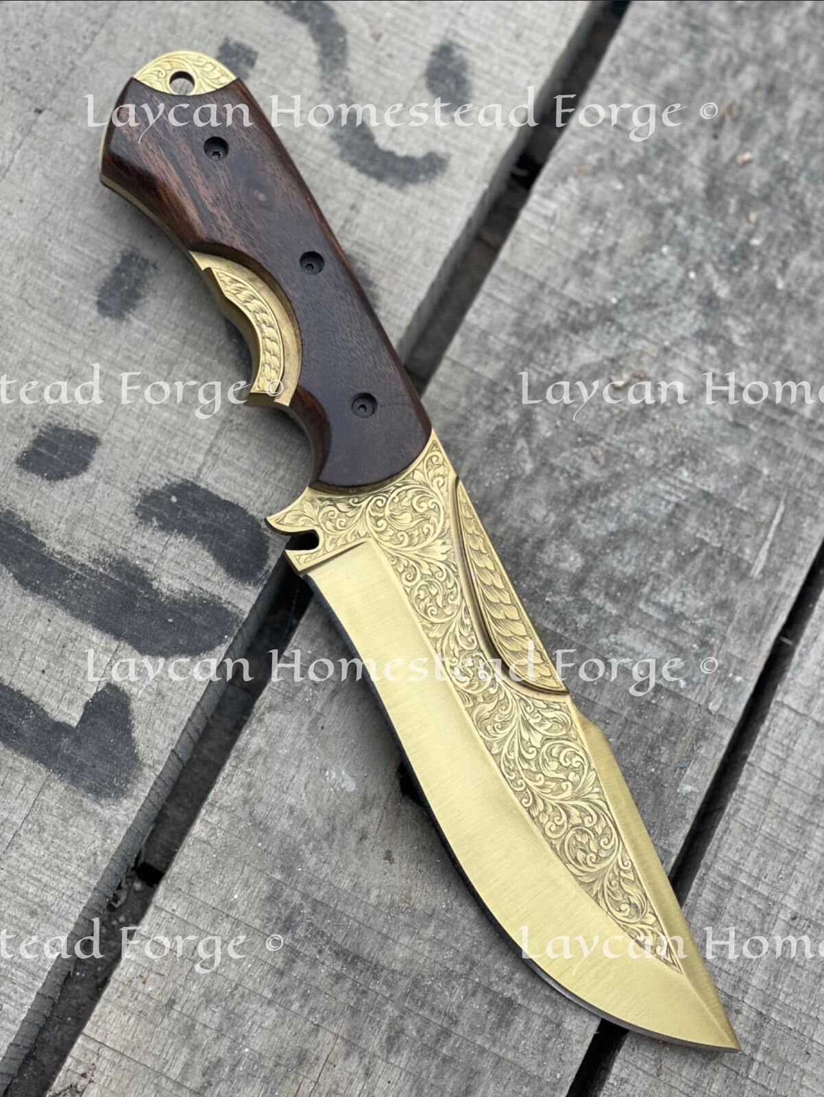 D2 Steel Handmade Hand Engraved Knife With Anodized Color