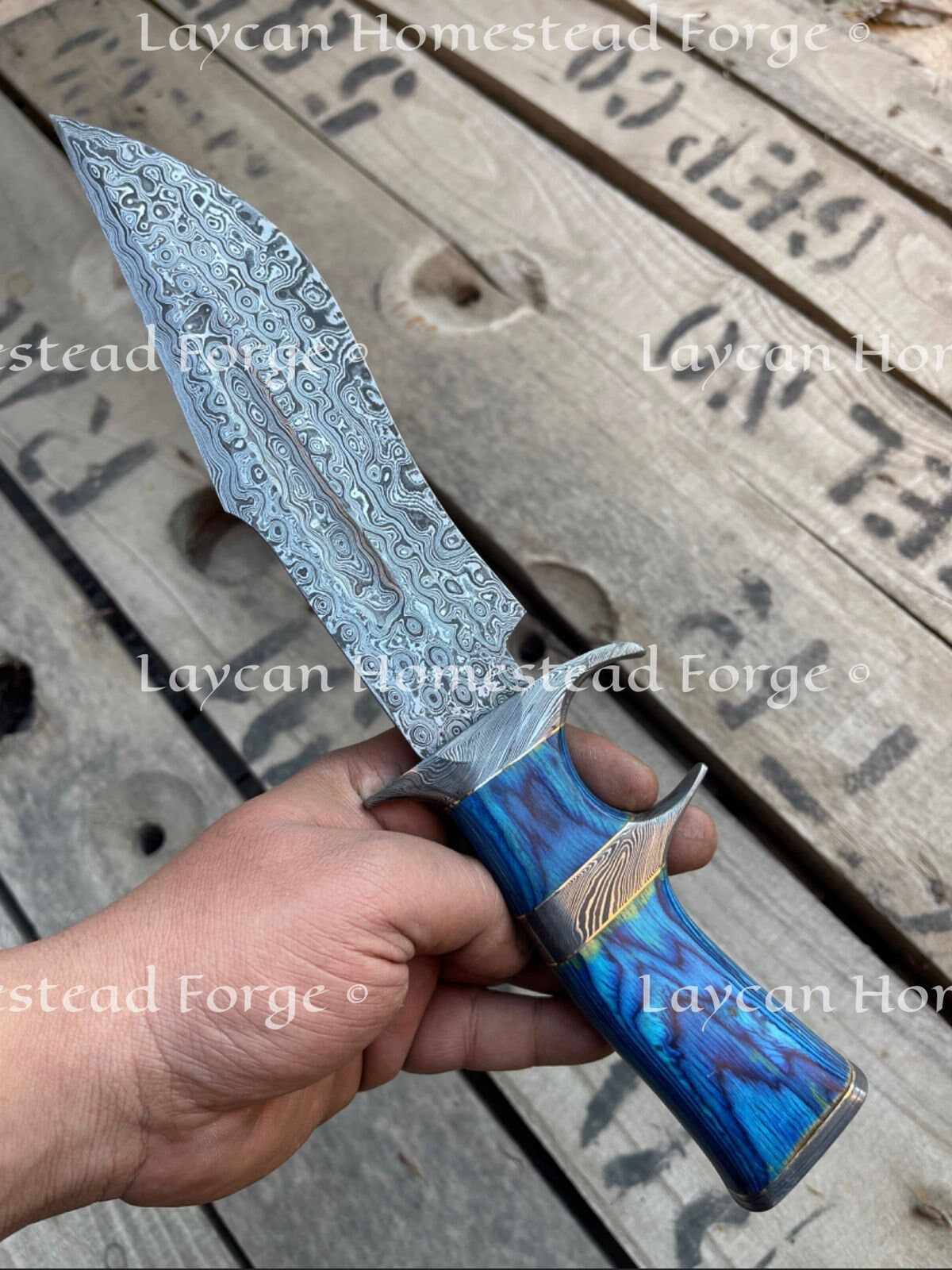 Damascus Handmade Finger Guard Camping Knife