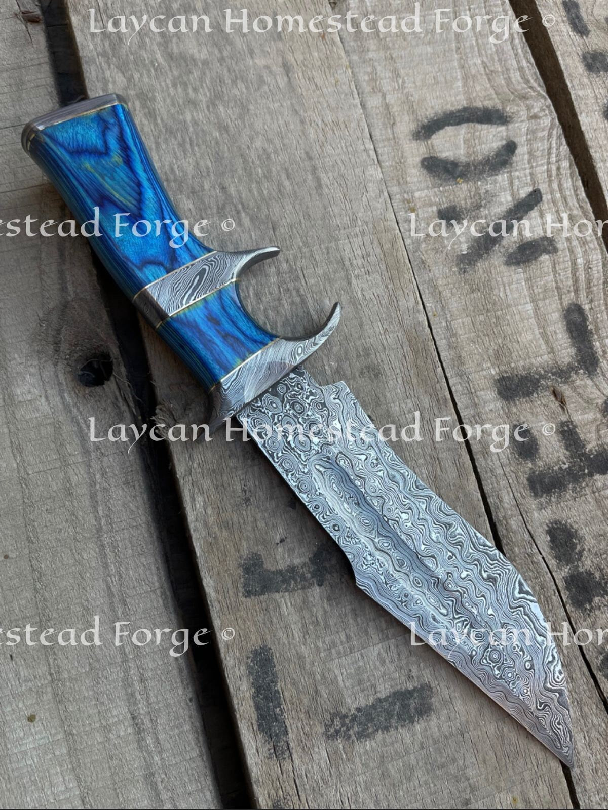 Damascus Handmade Finger Guard Camping Knife