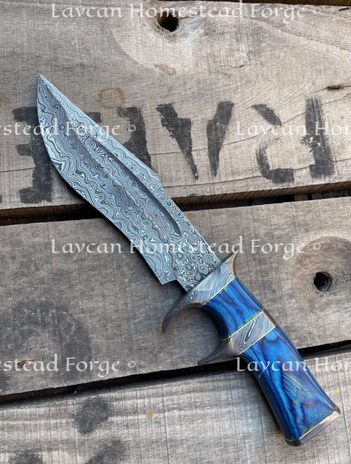 Damascus Handmade Finger Guard Camping Knife